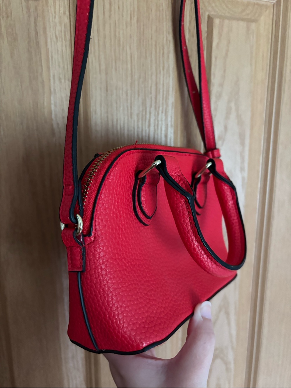 a new day Red Pebble Leather Mini Crossbody Purse - Picture 4 of 11